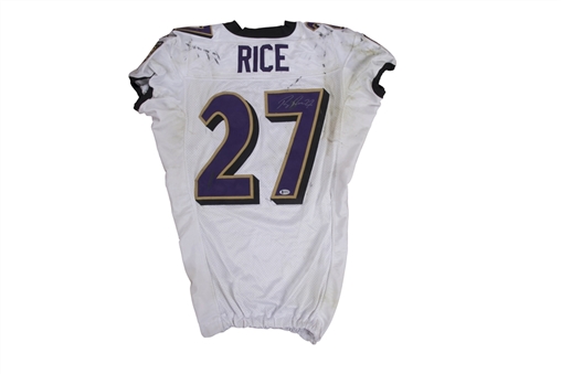 2010 Ray Rice Game Used & Signed Baltimore Ravens Road Jersey Used on 12/26/10 vs Cleveland Browns (McGahee LOA & Beckett)